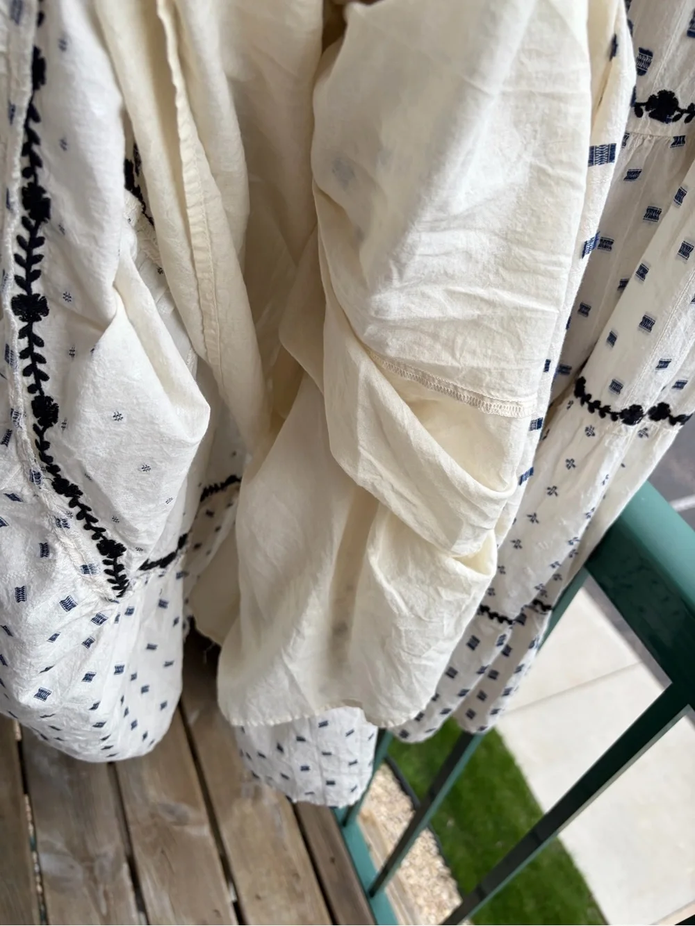 🆕✨Lucky Brand Boho Tiered Midi Skirt Cream Smocked Waist XL Cottagecore Peasant - Picture 15 of 17